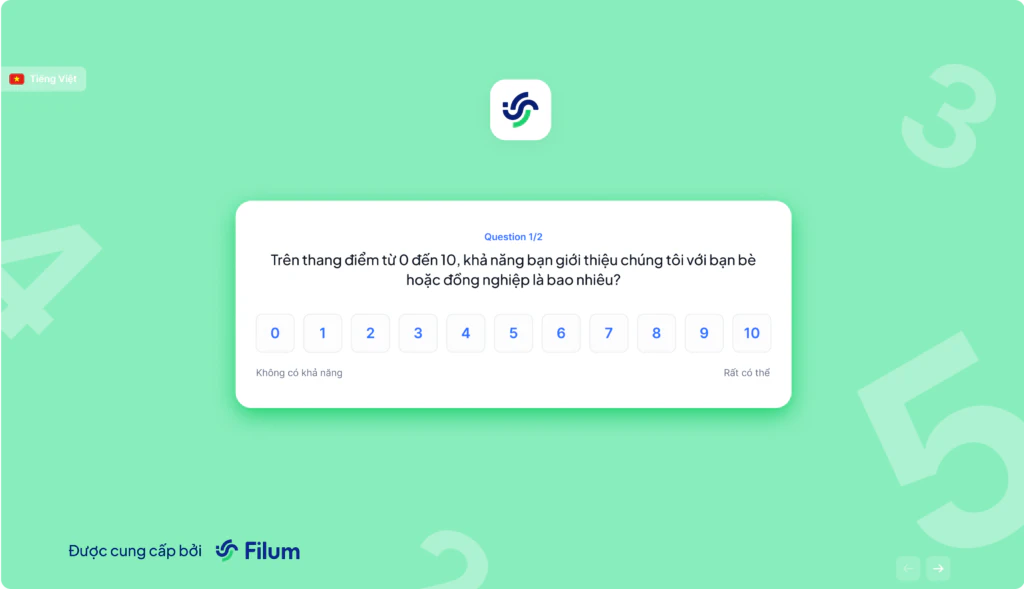 Câu hỏi khảo sát NPS