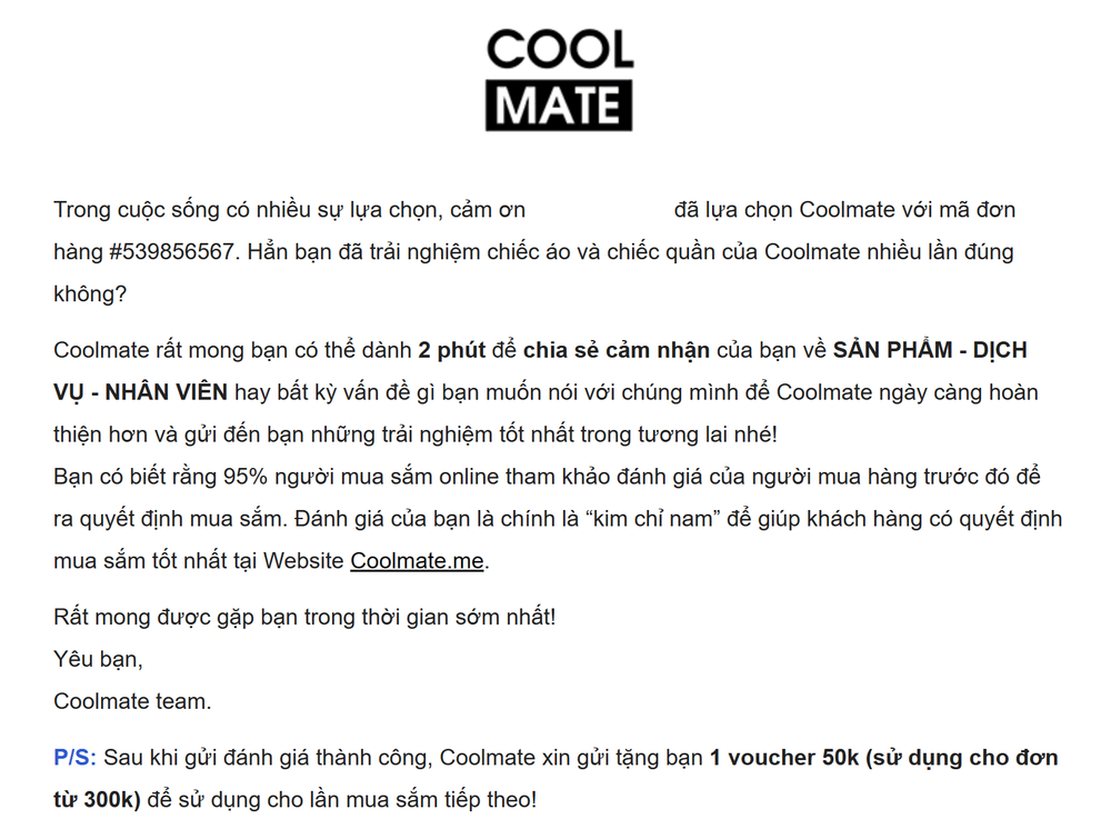 Coolmate trải nghiệm khách hàng