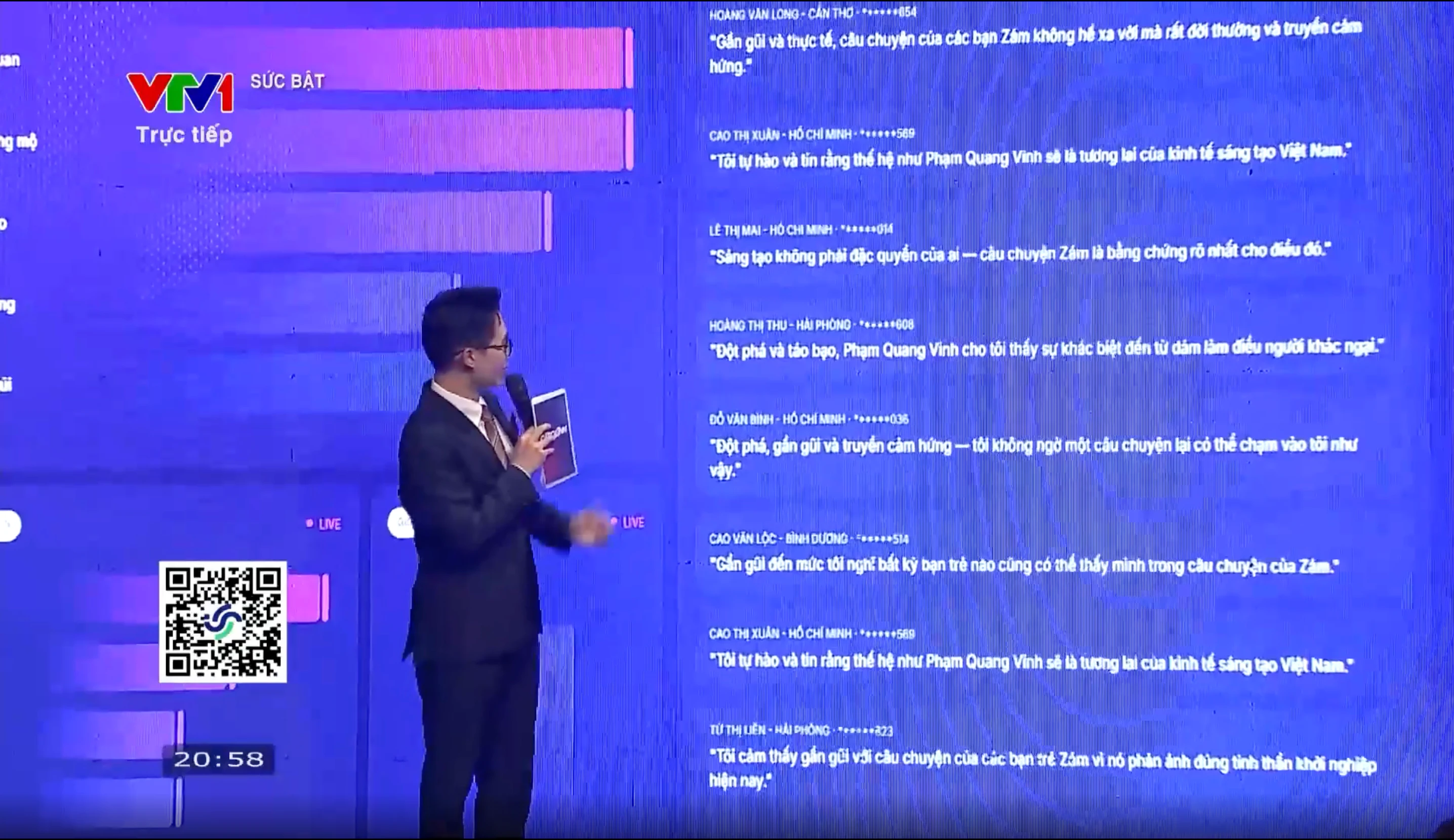 Live feed phản hồi khán giả về diễn giả Phạm Quang Vinh