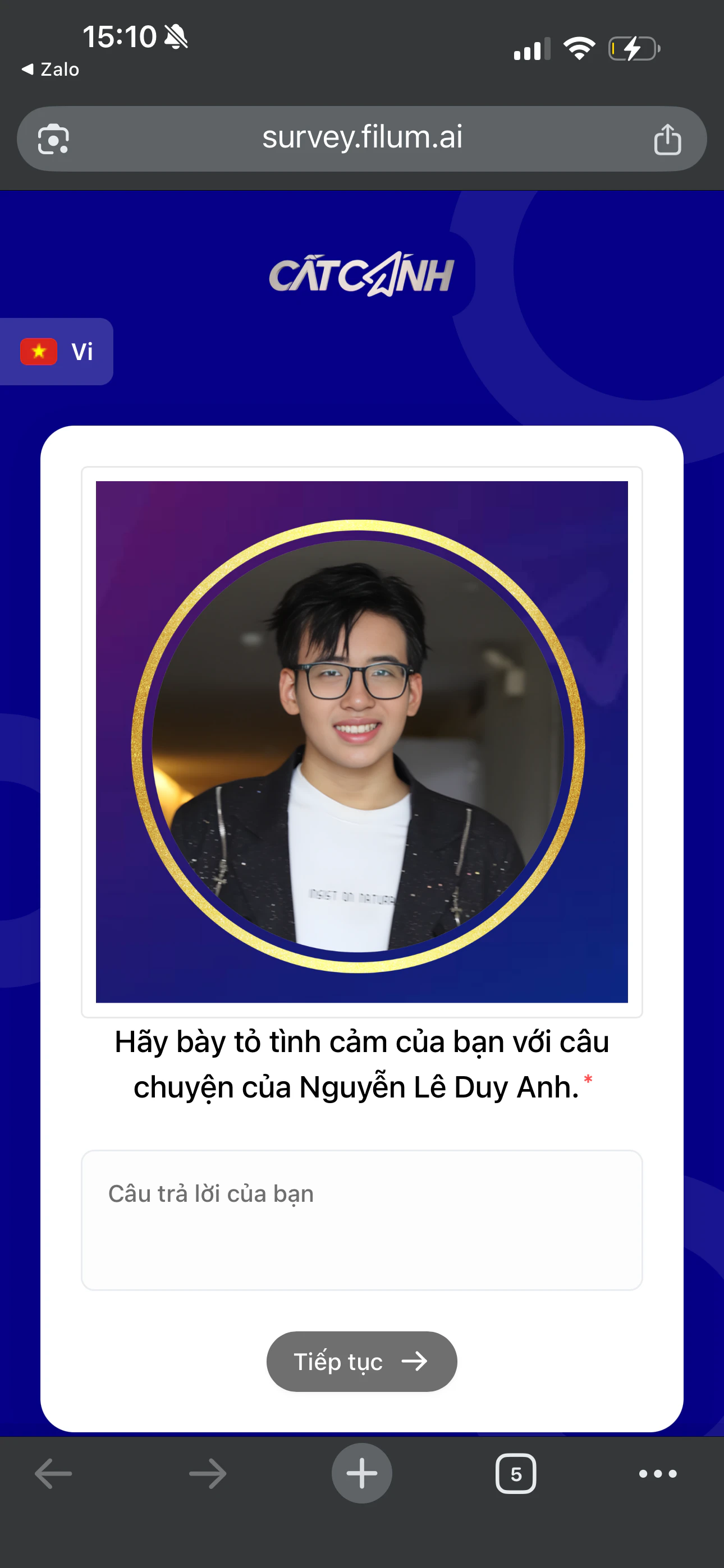 Survey mobile — câu hỏi về một diễn giả cụ thể